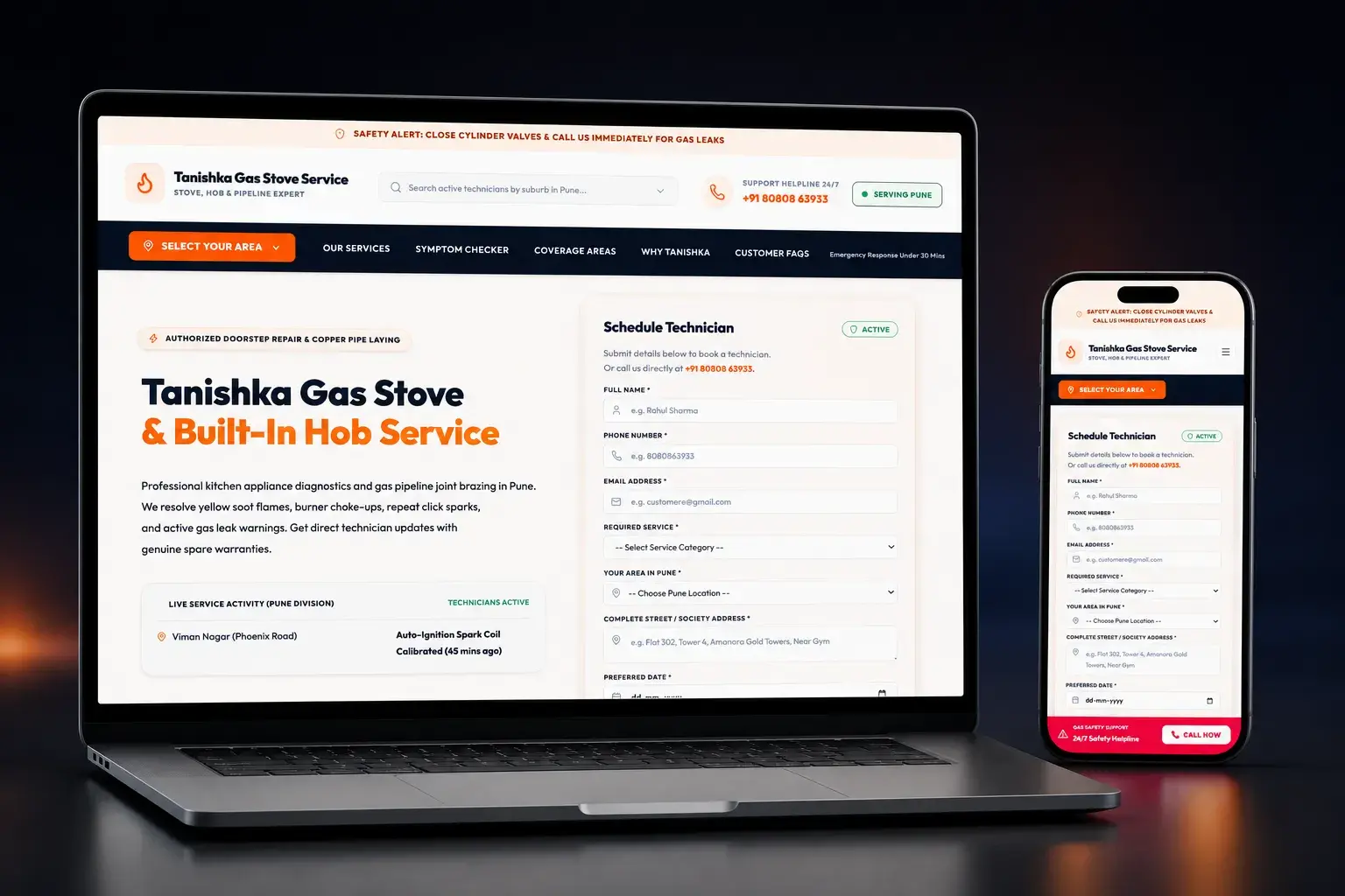 Tanishka Gas Stove Service: An Interactive Diagnostic Console for Hyper-Local Home Repair